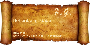 Hohenberg Gábor névjegykártya
